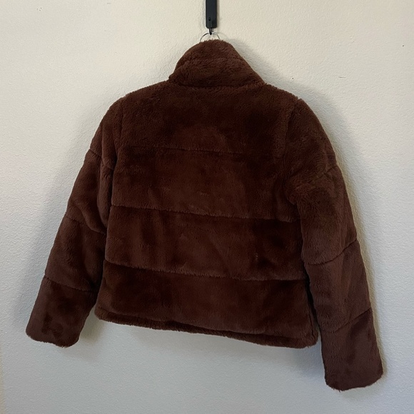 ABERCROMBIE & FITCH | Brown Faux Fur Quilted Puffer Funnel Neck Jacket | Size S - Picture 13 of 16